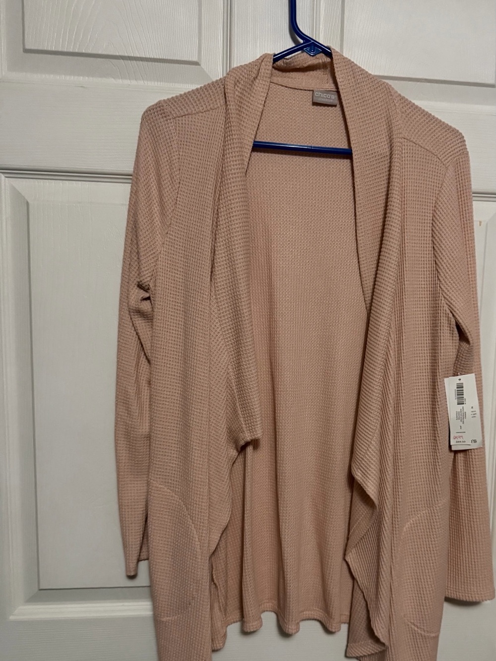 Chico's Blush Open-Front Waffle Cardigan
